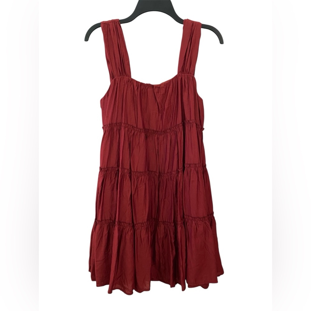 entro Women’s Tiered Sleeveless Lined Dress Burnt Orange Brown Size Medium Flowy